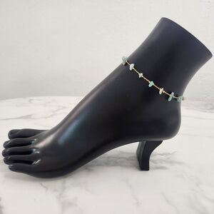 Minimalist Dainty Green Stone Stainless Steel Gold Plated Anklet